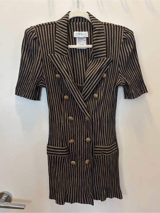 Camillia Dresses & Skirts - Vintage Camillia  Black and Gold striped Double-Breasted Blazer /Mini Dress